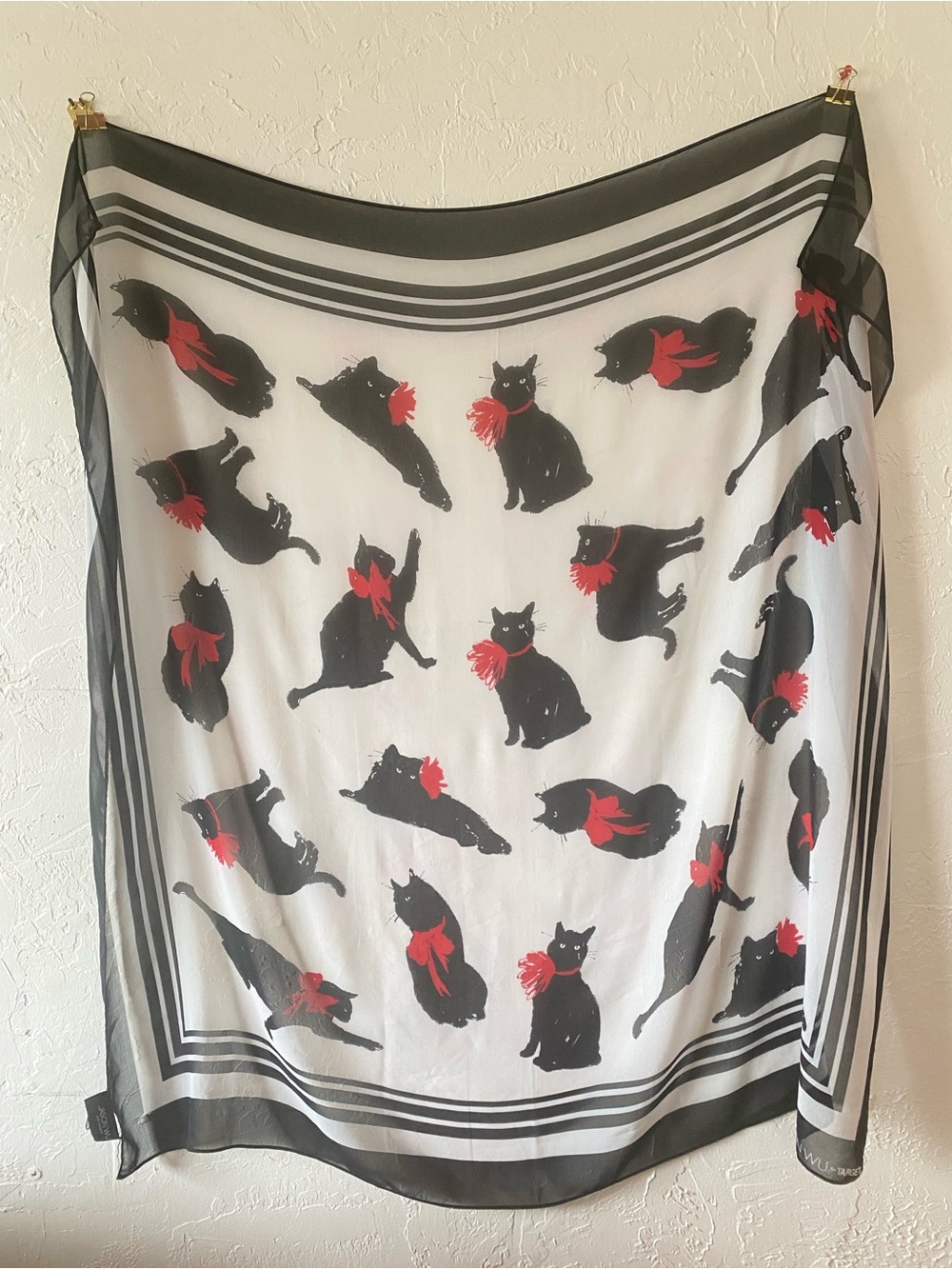 Jason Wu for Target, Black & White Cat-Print Scarf with Red Bows